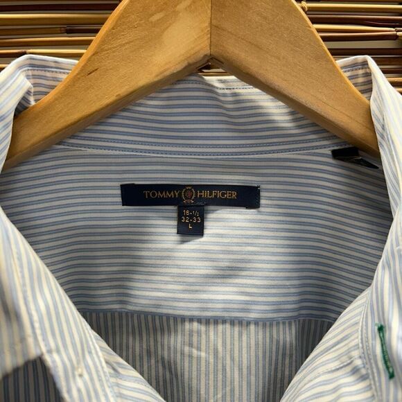Tommy Hilfiger Set of 2 Long Sleeve Striped Button-Down Shirts Green and Blue La - Picture 8 of 10
